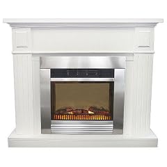 Kaminumrandung mit 1800W Elektro Kamin Edelstahl & Feuereffekt