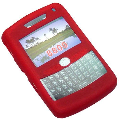 Blackberry 8800 Red Silicone Case - Includes TWO Bonus Charm Holders