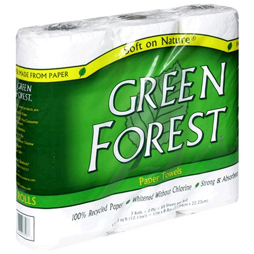 Green Forest Paper Towels, White, 10 - 3 Roll Packs (30 Rolls)