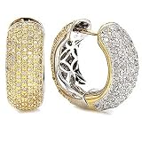 14K White & Yellow Gold 2.00 Carat. Diamond Reversible Hoop Earrings