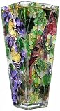 51AV2YPboiL. SL160  Vineyard Songbirds Painted Art Glass Flower Vase