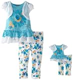 Dollie & Me Girls 2-6X Floral Crochet Legging Set With Doll Outfit