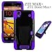 ZTE Max+ Plus Case , Boost Max+ Plus Case, Luxca (Tm) Hybrid Heavy Duty Rugged Impact Advanced Armor Soft Silicone Cover Hard Snap On Case with Kickstand Tuff Symbiosis (Purple / Black Y Stand)