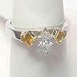 14K White Gold Orange Sapphire and Diamond Engagement Ring