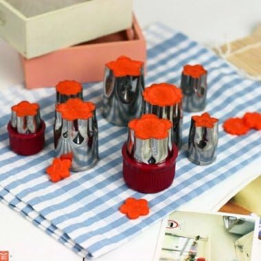 UR Kitchen Gadgets 8Pcs Set Stainless Steel Flower Embossed Fruit Vegetable Cutter Mold