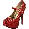 Pleaser Women's Teeze-07 Mary Jane Pump,Gold/Red,10 M US