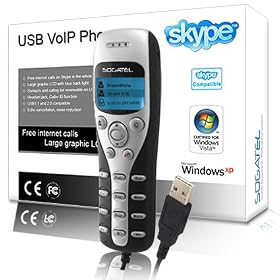 Sogatel - USB Skype certified VoIP internet phone Graphic blue lit LCD display
