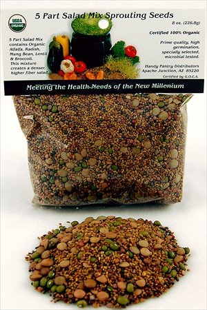 5 Part Salad Sprout Mix - Certified Organic Sprouting Seed: Radish, Broccoli, Alfalfa,... by Living Whole Foods