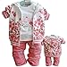 3Pcs Baby Kids Girls Tops +T shirt + Pants Set Girls Peony Autumn Suit Outfits