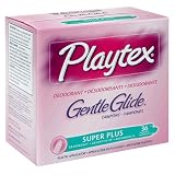 Playtex Gentle Glide Deodorant Tampons, Soft Plastic Applicator, Super Plus, 36 Count (Pack of 2)
