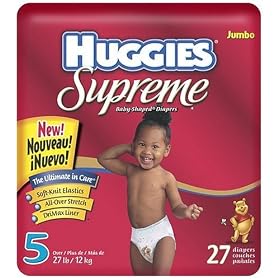 Huggies Supreme Diapers, Size 5, Over 27 lbs, Jumbo Pack, 27 ea