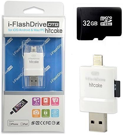 Hitcake I-flash Drive HD Card Reader Plus 32GB Micro SD Card for iPhone 5/5S/iPhone 6/6S/6 Plus/6S Plus/ipad Dual Storage ,Easy to Save Image &amp; Video.