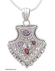 Garnet and amethyst pendant necklace, Cupids Dart