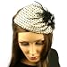 Fancy Lace Feathers Jewel Satin Headband Head Piece Fascinator Cocktail Nude
