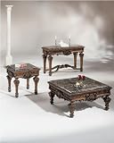 Old World Square Stone Wood Cocktail Table