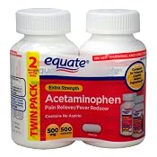 Amazon.com: Equate Extra Strength Acetaminophen LARGE Twin-Pack 500mg, 500 tabs Compare to Tylenol: Health & Personal Care