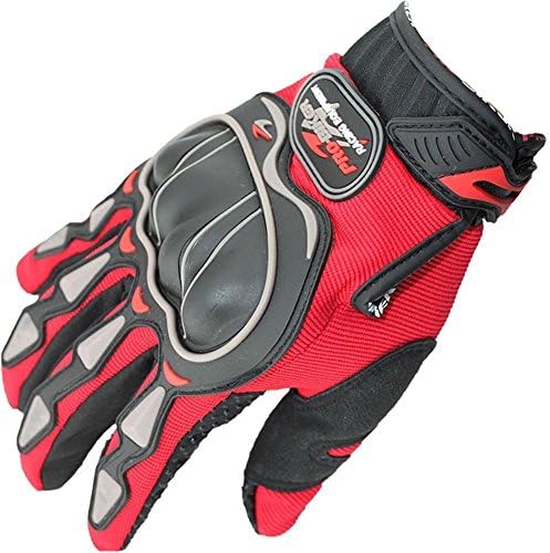 Deligloves Men Full Fingers Motor Cycling Hard Knuckle Protective Gloves Motorbike Gloves Red XL