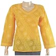 Long Sleeve Shirt Womens Cotton Top Blouse Chikan Embroidery Size S (ctop416)
