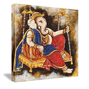Ganesh Painting on a Swing Wall Canvas