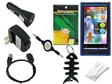 Accessory Bundle Combo For Samsung YP-P3 MP3 Player (8GB, 16GB) Series Combo Pack Includes: Blue Crystal Case + Screen Protector + Belt Clip + USB 2in1 Sync Charging Cable + UBS Home/Wall Charger + USB Car Charger + USB Retractable Aux / Auxiliary 3.5mm to 3.5mm Cable + Fishbone style Keychain