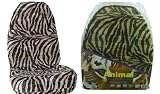 Zebra Tiger Black Tan New Seat Covers. Universal seatcovers will fit most bucket seats in Acura, Chevrolet, Chrysler, Dodge, Ford, Geo, GMC, Honda, Isuzu, Jeep, Mazda, Mercury,Nissan, Pontiac, Suzuki, Saturn, Toyota, Volkswagen Vehicles