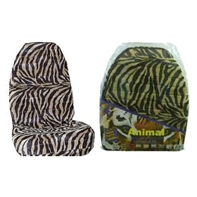 Zebra Tiger Black Tan New Seat Covers. Universal seatcovers will fit most bucket seats in Acura, Chevrolet, Chrysler, Dodge, Ford, Geo, GMC, Honda, Isuzu, Jeep, Mazda, Mercury,Nissan, Pontiac, Suzuki, Saturn, Toyota, Volkswagen Vehicles