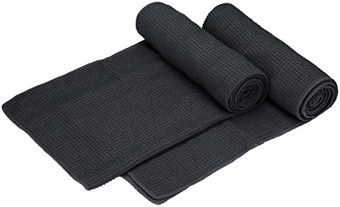 Veda Yoga Towels with Silicone Beads for extra firm Grip (Mat Size 72" x 24") Gray Twin Pack