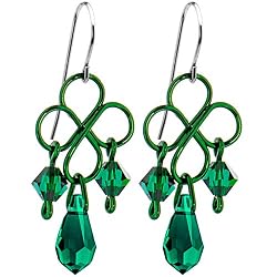 Handcrafted Austrian Crystal Emerald Irish Scroll Earrings MADE WITH SWAROVSKI ELEMENTS