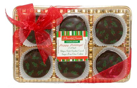 Sugar Free Holly Berry Themed Dark Belgian Chocolate Covered Oreo's by A Bountiful Harvest