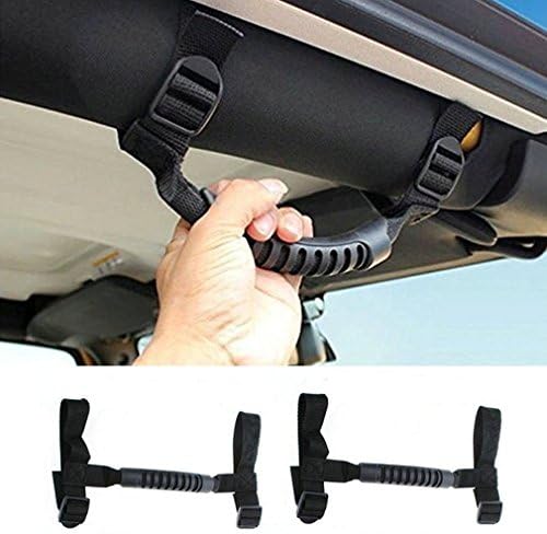 Moalupar 2 x Black narrow roll bar handle Grip Handle Bar For Jeep Wrangler YJ TJ JK JKU Sports Sahara Freedom Rubicon X &amp; Unlimited X 2/4 door 1995-2016