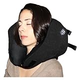 Neck Support Pillow (black/black) for Travel and Home w/ Bag - made in USA!