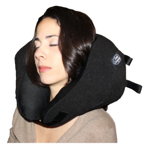 Neck Support Pillow (black/black) for Travel and Home w/ Bag - made in USA!