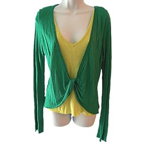 To The Max Ladies Sweater Knot Front Dual Rayon Green Lime Large