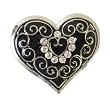 Black Enamel & Crystal Heart Pin
