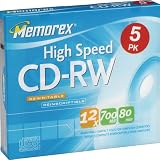 Buy Memorex 8x-12x CD-RW Media (5-Pack with Slim Jewel Cases)