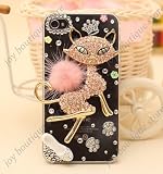 3D sexy cat Bling rhinestone Transparent Case Cover for Apple Iphone 4 4S