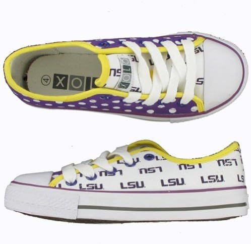LSU Tigers Canvas Lace-Up Tennis Shoes for Juniors Purple Size 13