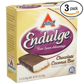 Atkins Nutritionals  Endulge Bar Chocolate Coconut, 5 Count,  Boxes (Pack of 3)