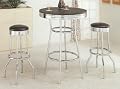3pcs Retro Fountain Style Black & Chrome Finish Bar Table & 2 Stool Set