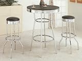 Retro 3-Piece Chrome Bar Stools and Table Set