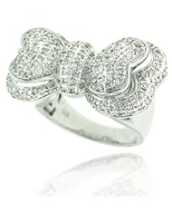 Sterling Silver Diamond Bow Ring, 1.00cttw , Birthstone of April