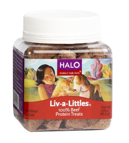 Halo Liv-a-Littles Natural Treats for Dogs and Cats, Freeze-Dried Beef Protein, 2-3/4-Ounce