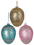 Blown Glass Easter Egg Ornament - Set of 3