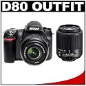 Nikon D80 Digital SLR Camera with 18-55mm f/3.5-5.6G VR AF-S DX Lens & 55-200mm f/4-5.6G ED AF-S DX Lens