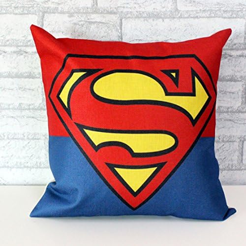 CoCoXie Superman Batman Spideman Green Lantern Captain America, Iron Man, the Flash Cotton &amp; Linen Pillowcase Decorative Throw Pillow Cover 18"x18" (Superman)