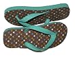 TTT - Green / Brown Heart Flip Flops for Women