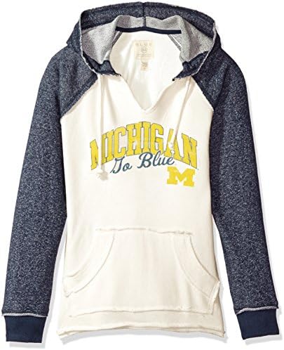 NCAA Michigan Wolverines Women's French Terry Hoodie, Bone/Marled Navy, Small
