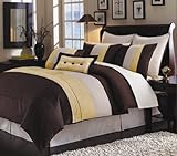 8pc OLYMPIC QUEEN SIZE GOLD & CHOCOLATE Grand Park BED IN A BAG Ensemble CO ....