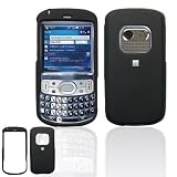 Palm Treo 800w (Black) Rubberize Textured Snap-On Case Cover with Removable Swivel Belt Clip