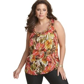 Buy AK Anne Klein Plus Size Top, Floral Print Knotted Trim Tank by Anne Klein New York